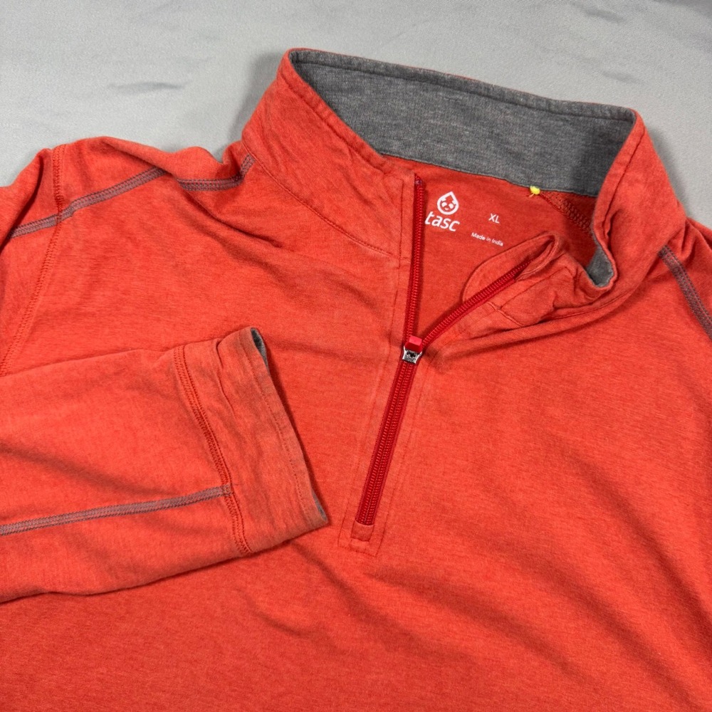 Tasc Performance Mens 1/4 Zip Pullover Orange Cotton Blend Athleisure Sz XL